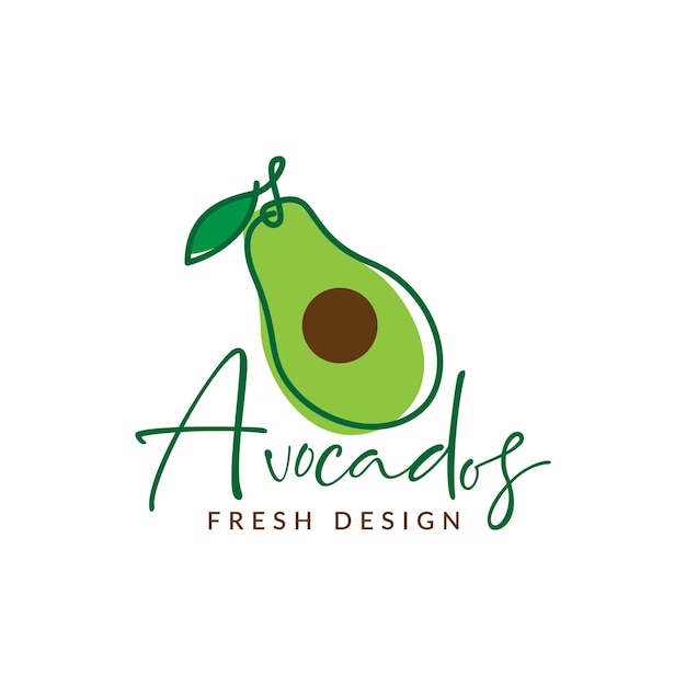 Ligne Continue Fruits Avocat Frais Logo Design Vecteur Graphique Symbole Icône Signe Illustration