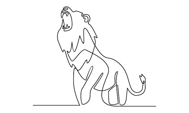 Vecteur ligne continue d'illustration de lion sauvage