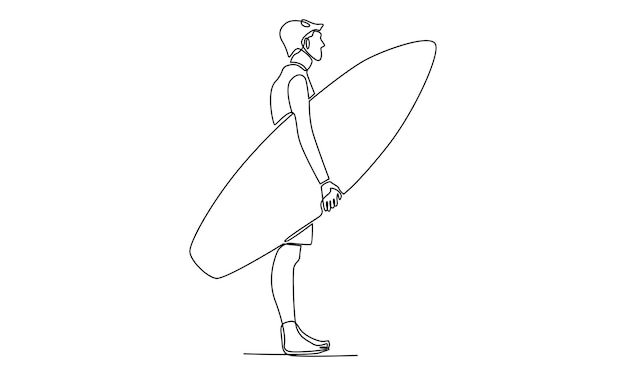 Ligne Continue De Tenue D'une Planche De Surf