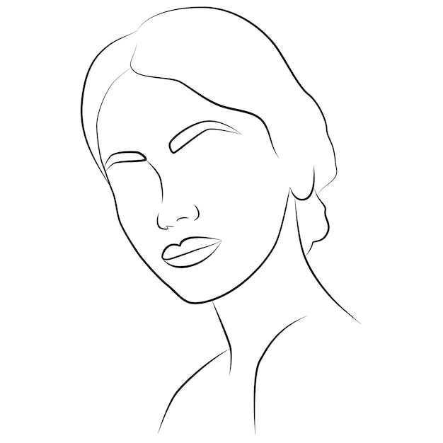 Une Ligne Continue De Visage Féminin Artistique Portrait Minimaliste élégant Pour Les Affiches De Tatouages Imprimés