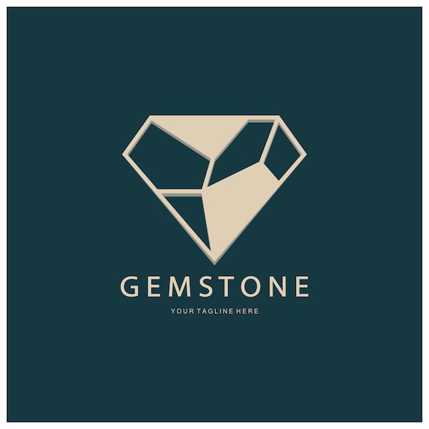 Ligne de cristal de diamant polygone de luxe, pierre précieuse, émeraude, jade, logo en or et bijoux précieux