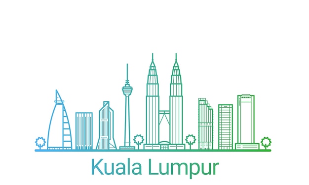 Ligne dégradée colorée de la ville de Kuala Lumpur