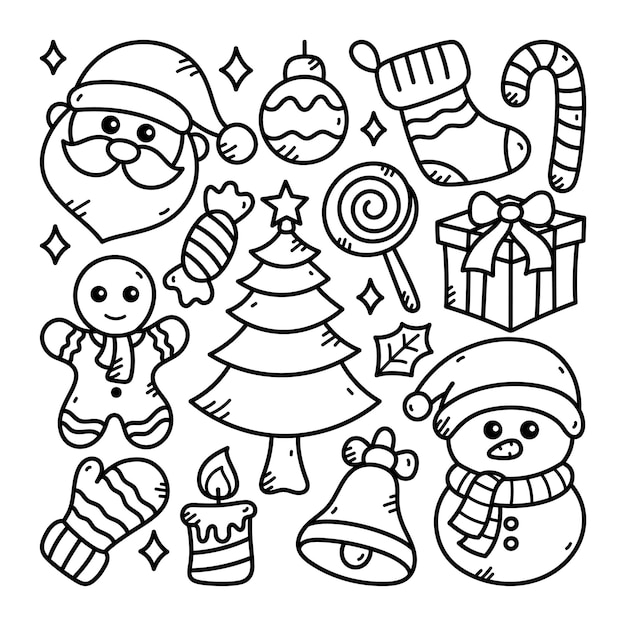 Vecteur la ligne de doodle de noël