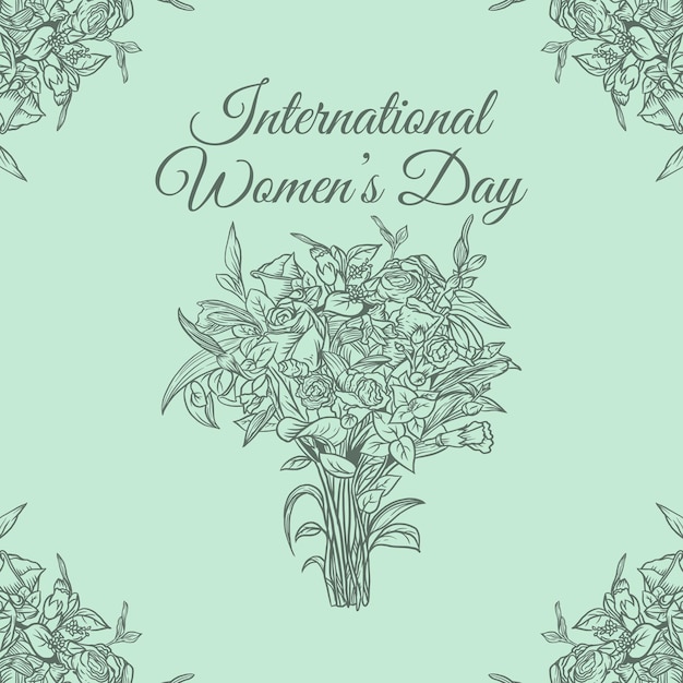 Vecteur ligne florale de la journée internationale de la femme