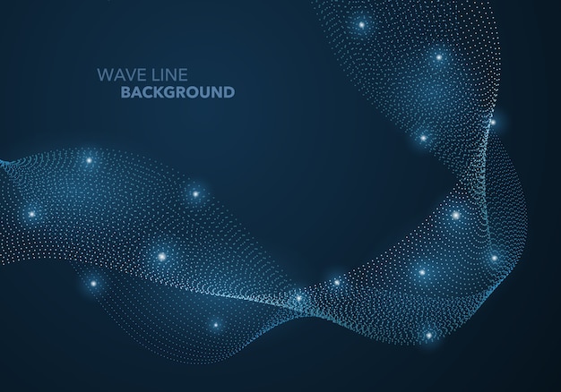 Ligne De Gradient De Point De Vague Abstraite Futuriste Et Arrière-plan Du Modèle De Boule De Lumière Illuminée.