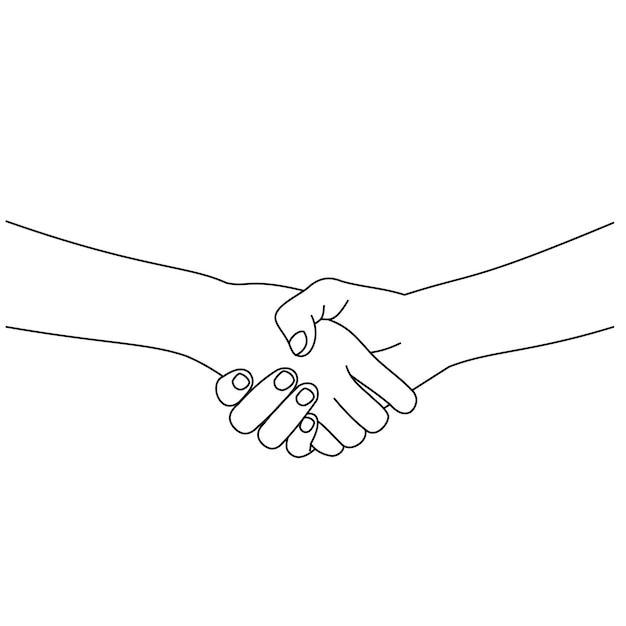 Ligne d'illustration dessinant une image de deux hommes d'affaires se serrant la main Négociations d'homme d'affaires