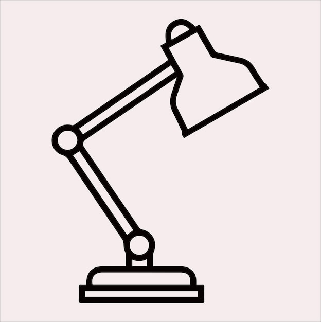 Ligne de lampe de bureau Vector de silhouette artistique sur un fond blanc