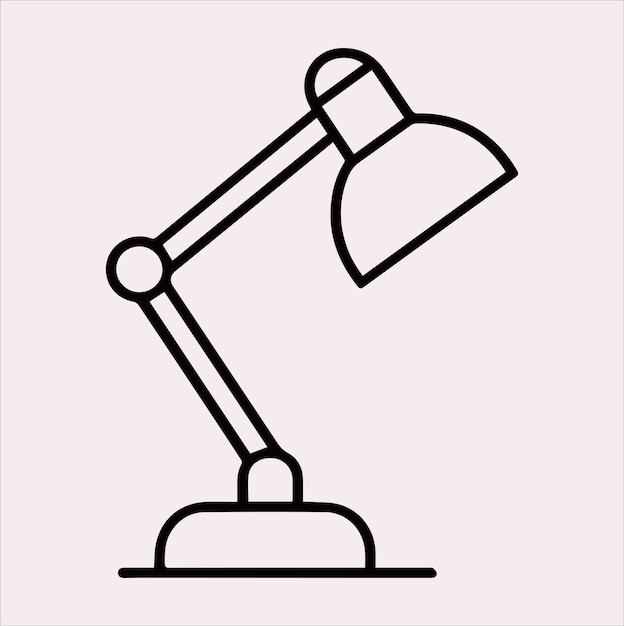 Ligne de lampe de bureau Vector de silhouette artistique sur un fond blanc