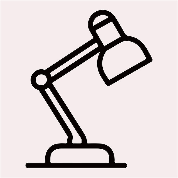 Ligne de lampe de bureau Vector de silhouette artistique sur un fond blanc