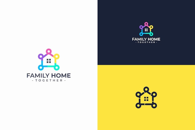 Vecteur ligne de logo maison familiale abstraite