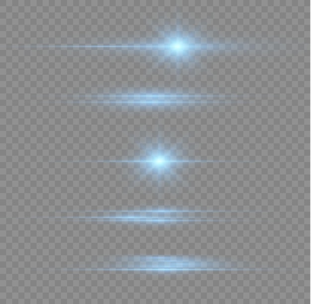 Ligne De Lumière Bleue Brillante Rayures Horizontales Au Néon Rayons Lumineux De Lumières Flash De Noël Et Vecteur D'éblouissements