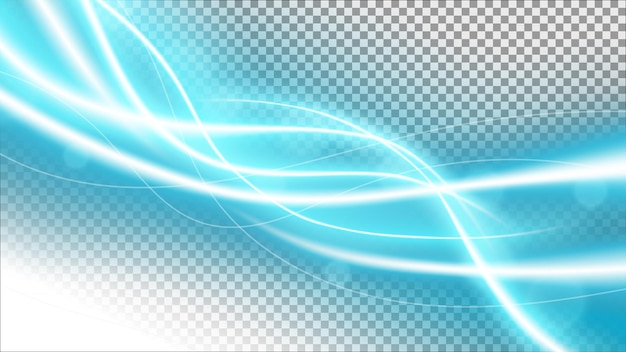 Vecteur ligne de lumière ondulée bleue avec un motif transparent blanc illustration vectorielle png ready