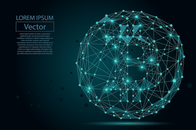 Ligne de mash abstraite et point Bitcoin