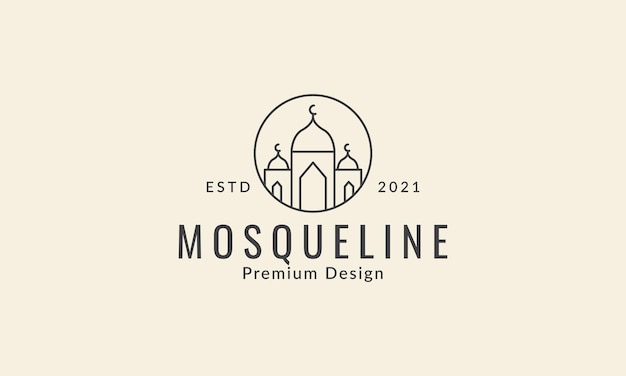 Ligne De Mosquée Cercle Simple Logo Musulman Symbole Icône Illustration De Conception Graphique Vectorielle