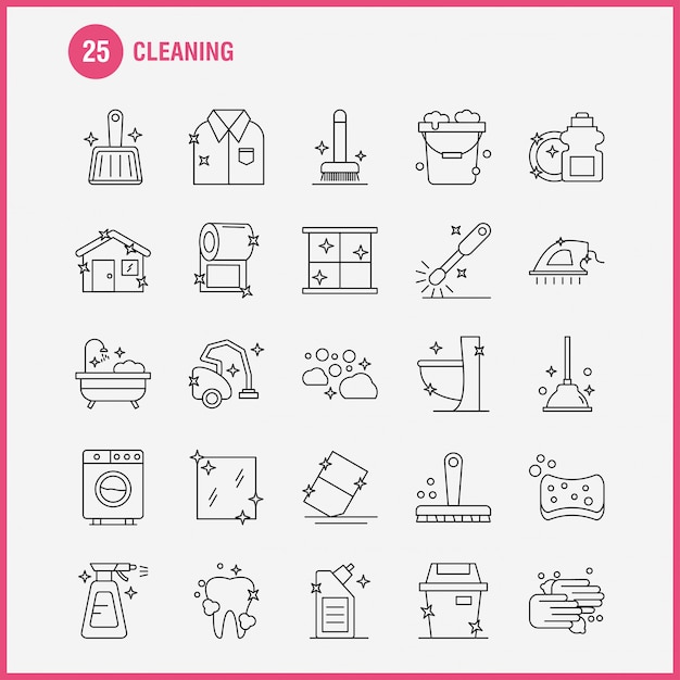 Ligne de nettoyage Icon Set