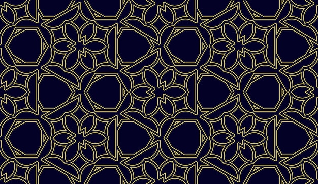 ligne d'or géométrique abstraite et motif sans couture de fond bleu foncé