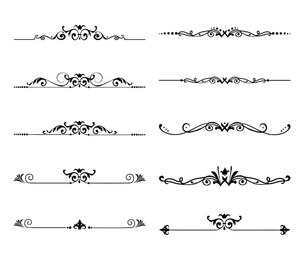 Ligne d'ornement de calligraphie Diviseur de texte calligraphique Séparateur de bordure Design de décoration Vintage antique