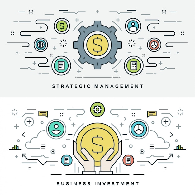 Ligne Plate Investissement Et Gestion Des Entreprises. Illustration.