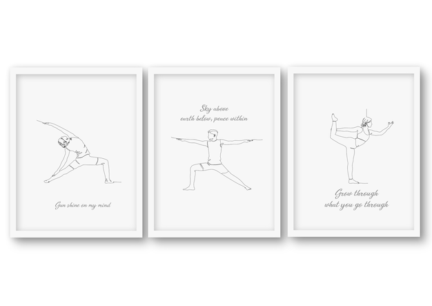 Une Ligne, Pose Yoga, Ensemble, Affiche Banque D'illustrations