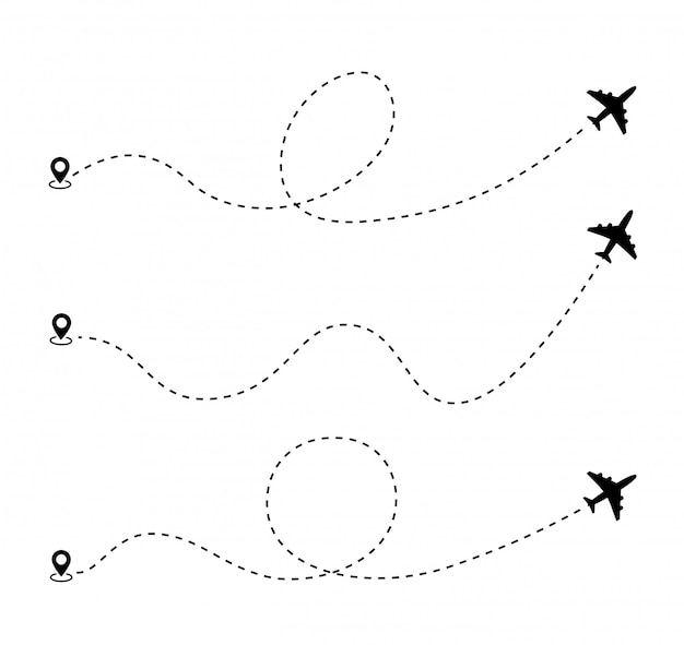 Ligne de route en pointillé avion
