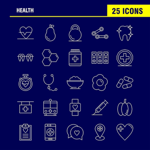 Ligne de santé Icon set