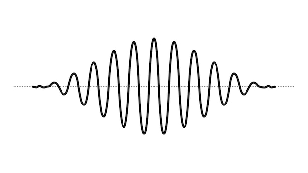 Ligne de signal d'impulsion sinusoïdale Onde sonore de la courbe noire. Concept audio voix ou musique Radio électronique