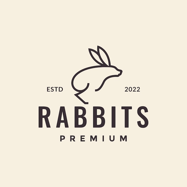 Ligne simple lapin saut hipster logo design vecteur graphique symbole icône illustration idée créative