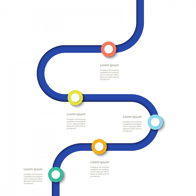 Ligne Sinueuse Avec Des Pointeurs Colorés