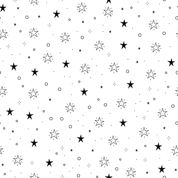 Vecteur ligne star glitter shine de doodle modèle sans couture star shine glow sparkle glitter sparkle light background croquis dessinés à la main style doodle