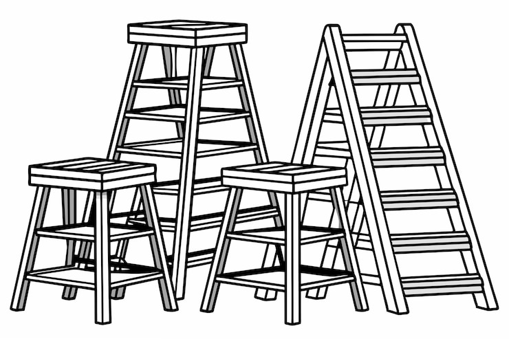 Vecteur une ligne de tabourets avec un qui dit tabourets de bar