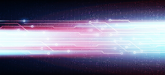 Ligne De Technologie De Vitesse Violette Sur Fond De Puce électronique De Circuit