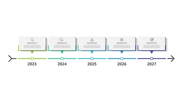 Vecteur ligne de temps avec 5 éléments modèle d'infographie pour les présentations commerciales sur le web illustration vectorielle