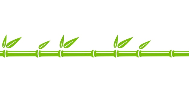 Ligne Transparente De Tronc De Bambou Vert Bordure De Branche De Bambou Avec Feuilles Illustration Vectorielle Isolée Dans Un Style Plat Sur Fond Blanc