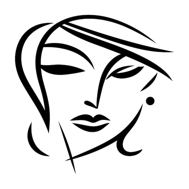 Une ligne de visage féminin mystérieux style de croquis de portrait élégant inspiré par l'art de Picasso