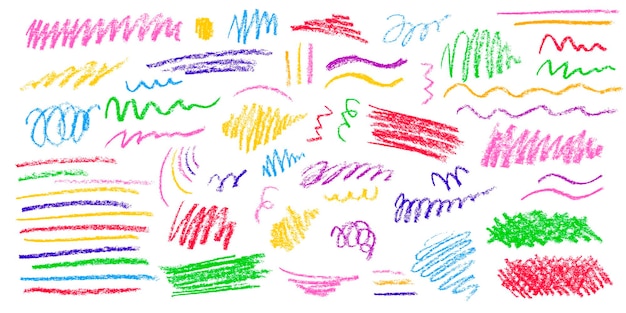 Des lignes colorées au crayon ou au charbon de bois définissent des lignes griffonnées avec une texture de crayon grunge pastel dessinée à la main