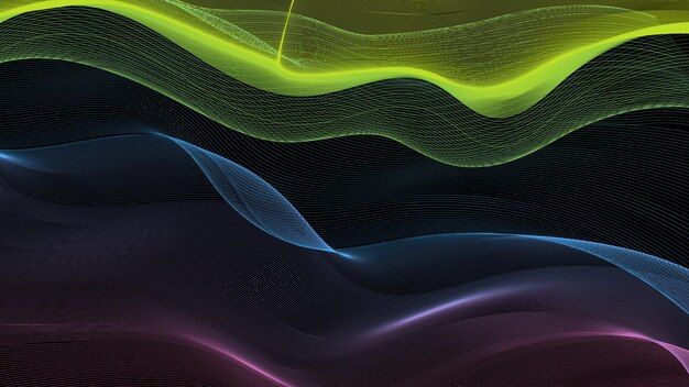 Lignes colorées lisses Vagues abstraites sur fond noir Conception vectorielle pour un style d'entreprise intérieur créatif Un élément de la conception des affiches et des bannières de couvertures