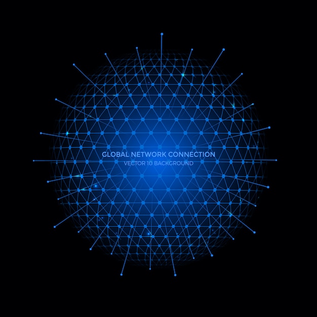 Vecteur lignes de connexion autour de fond earth globe, technologie de communication pour les entreprises internet.