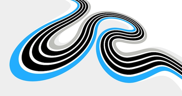 Des lignes créatives, un fond vectoriel abstrait, une perspective 3D, des bandes de composition graphique linéaire dans une affiche ou une bannière à rotation dimensionnelle.