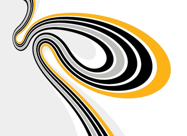 Des lignes créatives, un fond vectoriel abstrait, une perspective 3D, des bandes de composition graphique linéaire dans une affiche ou une bannière à rotation dimensionnelle.