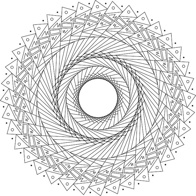 Lignes de demi-teintes noires sous forme de vortex Art géométrique Élément de design tendanceLignes circulaires et radiales