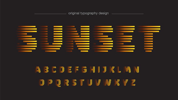 Vecteur les lignes dorées ombragent la typographie futuriste