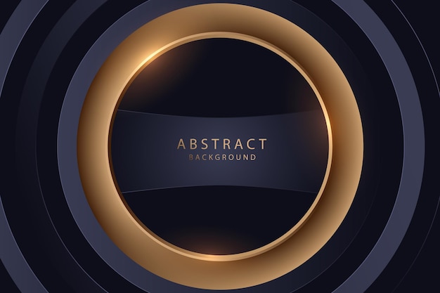 Vecteur lignes de gradient abstraites de cercle d'or sur fond noir ou concept moderne de luxe 3d réaliste