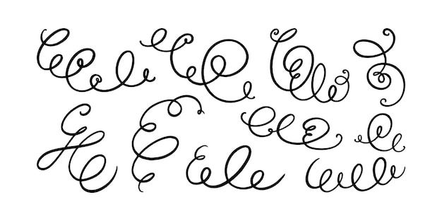 Lignes De Gribouillis Et Tourbillon Ensemble De Tourbillons Calligraphiques Dessinés à La Main Illustration Vectorielle