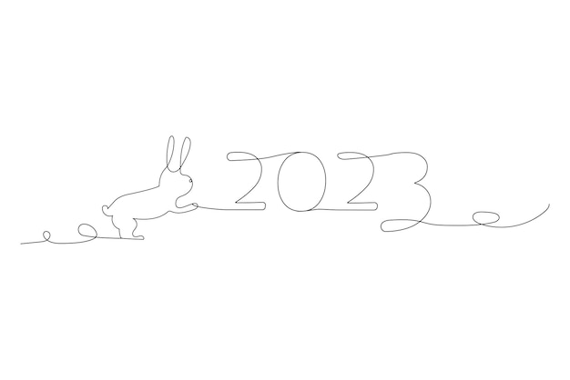 Lignes de lapin 2023. Icône d'animal de ferme. Illustration vectorielle.