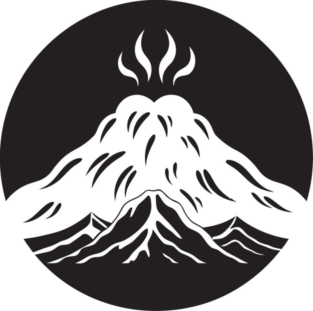 Lignes De Lave Montagne Volcanique Dans Le Vecteur Noir Frappant Marvel Fondu Logo Noir Pour La Majesté Volcanique