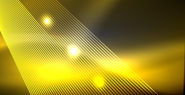 Des lignes lumineuses au néon, de l'énergie magique, de la lumière de l'espace, un concept abstrait, un design de papier peint d'arrière-plan.
