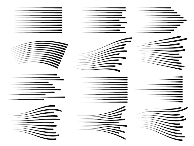 Vecteur lignes de mouvement de vitesse horizontale. vecteur de ligne rapide isolé