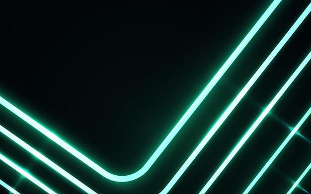 Lignes de néon vert abstrait sur fond sombre. Illustration vectorielle