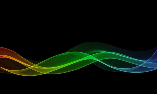 Des lignes d'ondes abstraites de couleur arc-en-ciel sur un fond noir