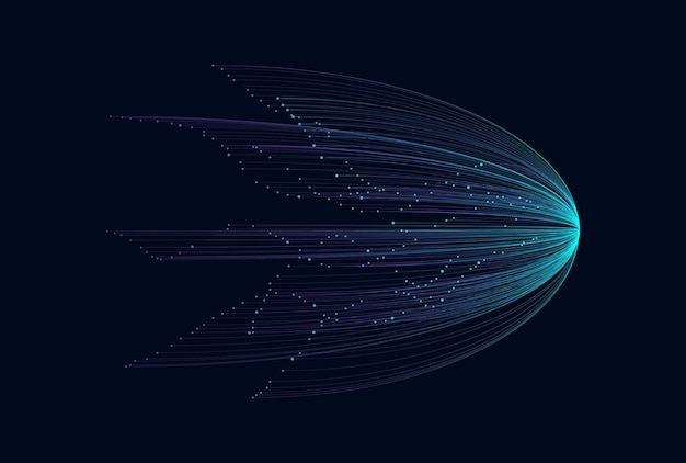 Les lignes d'ondes qui coulent dynamiques L'intelligence artificielle concept de réseaux de visualisation d'apprentissage en profondeur